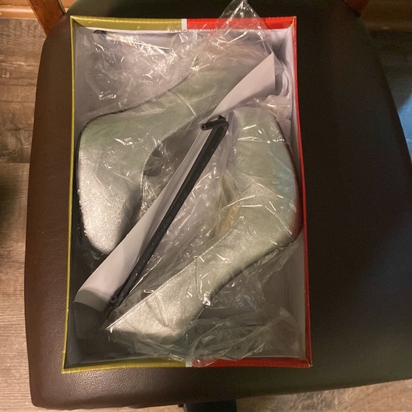 Brand new in the box still smells new. Pierre Dumas Silver heels size 8.5. - Picture 7 of 8